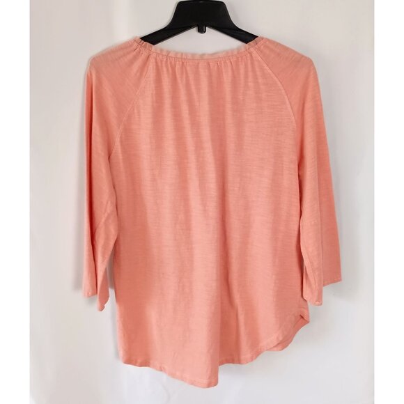 Christopher & Banks Embroidered Boho Tunic Blouse Coral Pink Size L Cotton - Picture 4 of 6